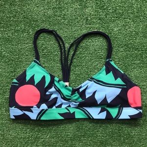 Aerie bikini top double strap blue green pink mod